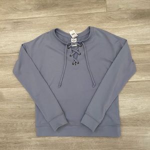 Tillys tie front long sleeve blue shirt NWT